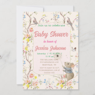 Invitation fleurs délicates et feuilles de style chinois