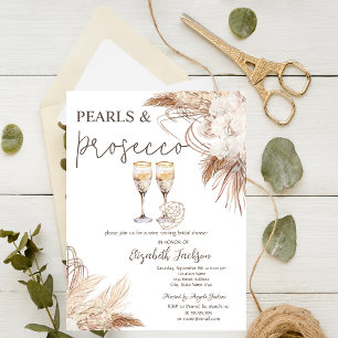 Invitation Fleurs des Pampas Perles Prosecco Enterrement de V