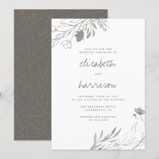 Invitation Fleurs dessinées à la main Mariage d'aquarelle rus