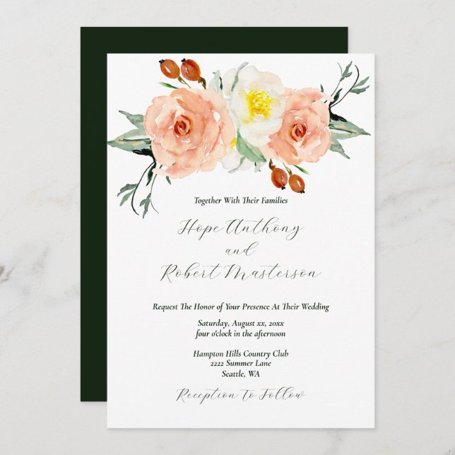 Invitation Fleurs d'été brillantes Mariage avec RSVP (Devant / Derrière)
