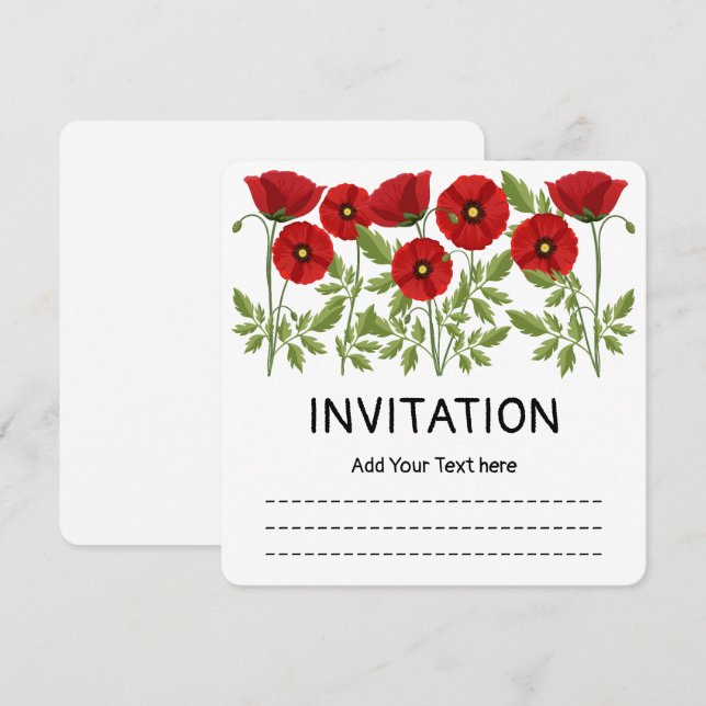 Invitation Fleurs d'été joyeuses floraison de pavot (Devant / Derrière)