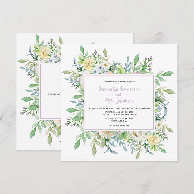 Invitation Fleurs d'été Mariage floral avec RSVP (Devant / Derrière)