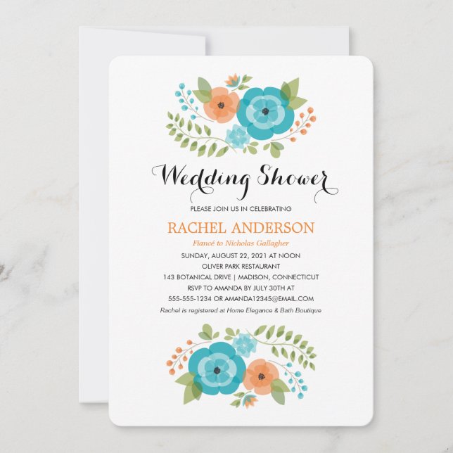 Invitation Fleurs d'été simples | WEDDING SHOWER (Devant)