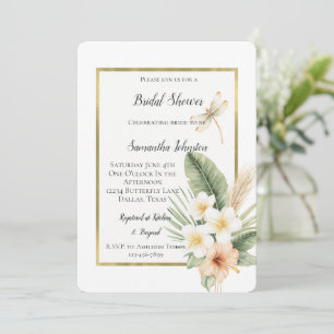 Invitation Fleurs d'Hibiscus Pêche Tropicale pour une Mariée