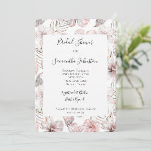 Invitation Fleurs d'Hibiscus Rose pour une Baby Shower de Mar