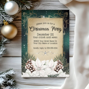 Invitation Fleurs d'hiver Glamoureuses avec Poinsettias Blanc