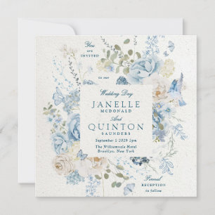 Invitation Fleurs d'hiver Mariage carré romantique de Cotswol