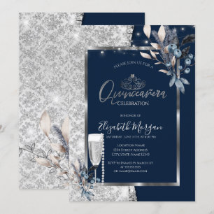 Invitation Fleurs d'hiver, Perles de verre Robe de Quinceañer