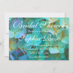 Invitation Fleurs d'hortensias bleu sarcelle jaune rose flora