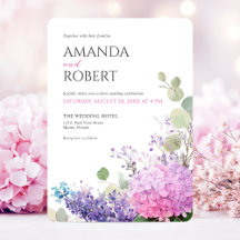 Fleurs d'hydrangea rose aquarelle Mariage élégant