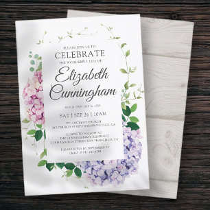 Invitation Fleurs d'Hydrangée Feuillage Woodsy Mémorial moder