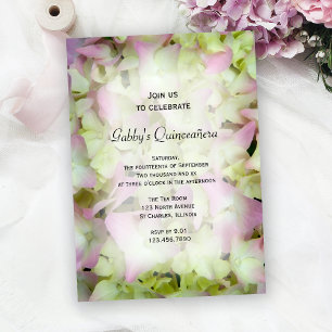 Invitation Fleurs d'Hydrangée presque roses Quinceañera