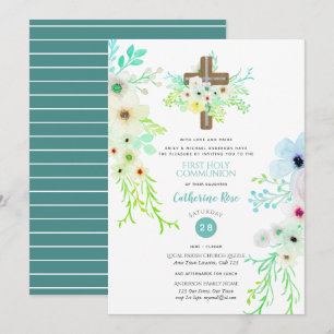 Invitation Fleurs d'invitation de communion céleste