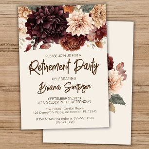 Invitation Fleurs d'ivoire beige Brown Parti de retraite flor