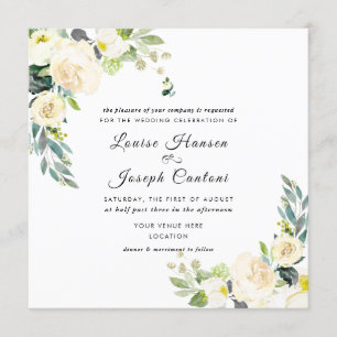 Invitation Fleurs d'ivoire d'aquarelle Gomme bleu Eucalyptus