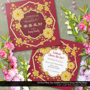 Invitation Fleurs d'or du Nouvel An chinois : Gong Hei Fat Ch