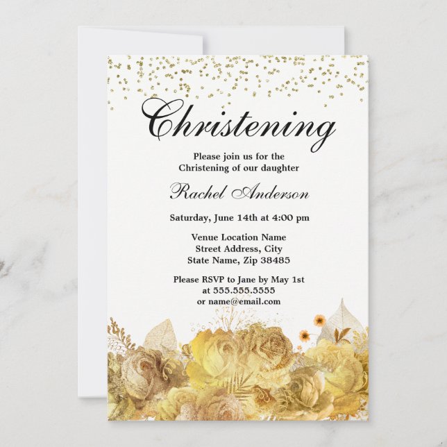 Invitation Fleurs d'or Parties scintillant Garçon fille Chris (Devant)