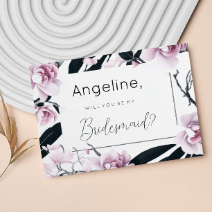 Invitation Fleurs d'orchidée noires roses aquarelle Demoisell
