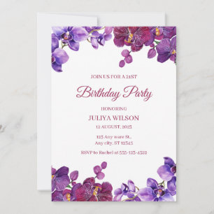Invitation Fleurs d'orchidées Fête d'anniversaire