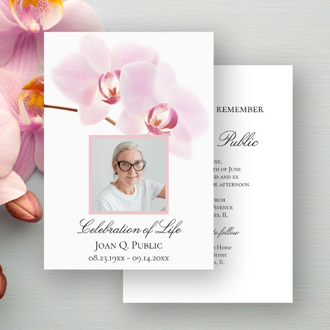 Invitation Fleurs d'orchidées roses à la fête blanche de la v (Créateur téléchargé)