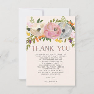 Invitation Fleurs douces Baby shower Floral Merci