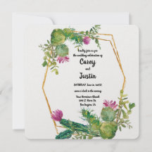 Fleurs du désert et cactus aquarelle mariage