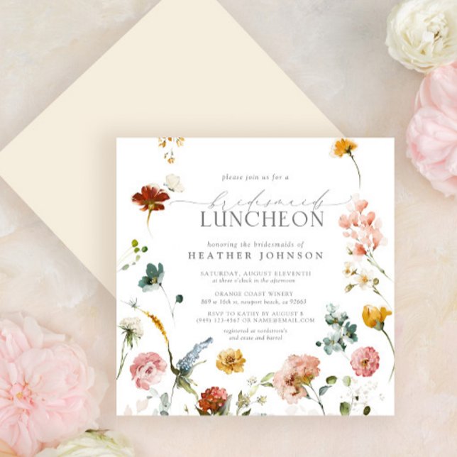 Invitation Fleurs du jardin Aquarelle Bridesservatrices Déjeu (Créateur téléchargé)
