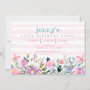 Invitation Fleurs du jardin Fête d'anniversaire