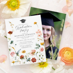 Invitation Fleurs du jardin Photo Fête de fin d'études second