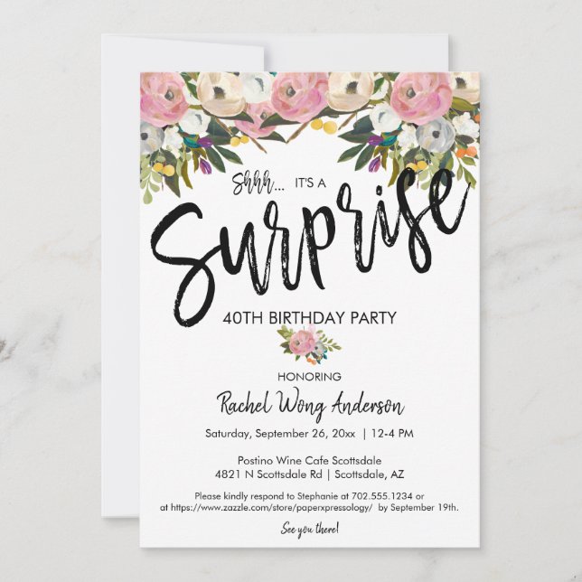 Invitation Fleurs éclatantes Fête d'anniversaire de retraite  (Devant)