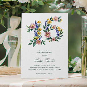 Invitation Fleurs Élégantes 16 ans Botanique Anniversaire 16