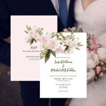 Fleurs Élégantes Rose Pâle avec RSVP Mariage