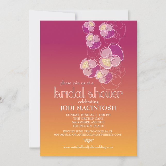 Invitation Fleurs en chute Juicy Ombre Fête des mariées (Devant)