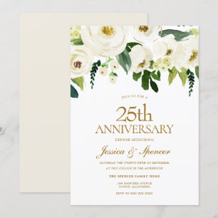 Invitation Fleurs en fleurs blanches 25e anniversaire de Mari