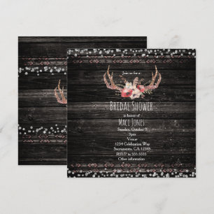 Invitation Fleurs et Bois de Cerf Glamour Campagne