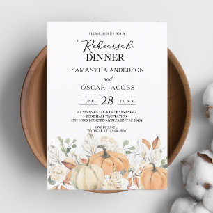 Invitation Fleurs et citrouilles d'automne à l'aquarelle tend