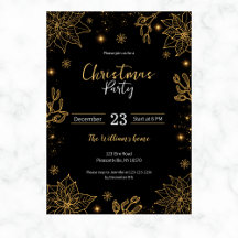 Fleurs et étoiles de Noël | Noir & Or