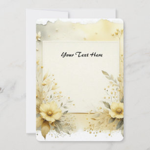 Invitation Fleurs et feuillage aquarelle jaune doux