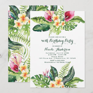 Invitation Fleurs et feuilles tropicales Fête d'anniversaire 