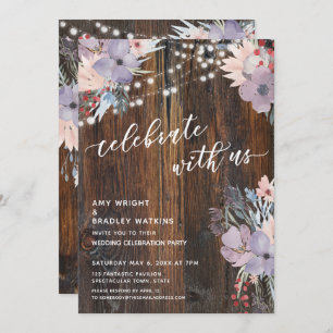 Invitation Fleurs et lumières Boho rustiques fêtent avec nous