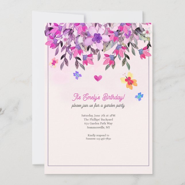 Invitation Fleurs et Papillons (Devant)