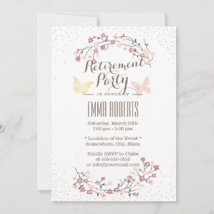 Invitation Fleurs et papillons de printemps Parti de retraite