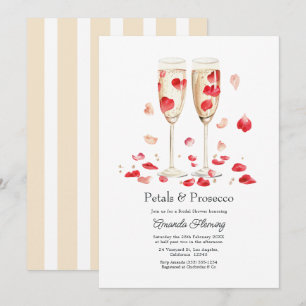 Invitation Fleurs et Prosecco Fête de Mariage avec Champagne