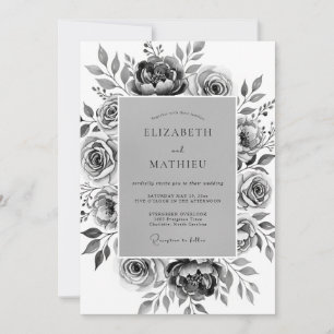 Invitation Fleurs éthérées grises pour mariage