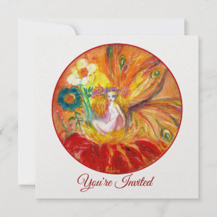 Invitation FLEURS FAIRY Rouge Jaune Blanc Imaginaire été