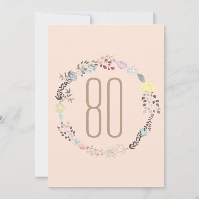 Invitation Fleurs fantaisies et diamants 80e anniversaire (Dos)