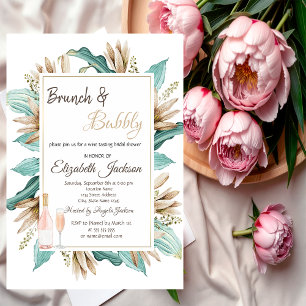 Invitation Fleurs Feuilles Brunch & Bulles Réception de Maria