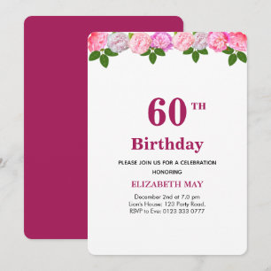 Invitation Fleurs & Feuilles de Laurier 40e, 60e Anniversaire
