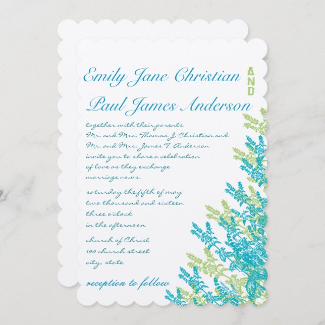 Invitation Fleurs Fleurs Fleurs Fleurs Fleurs Fleurs Mariages (Devant / Derrière)