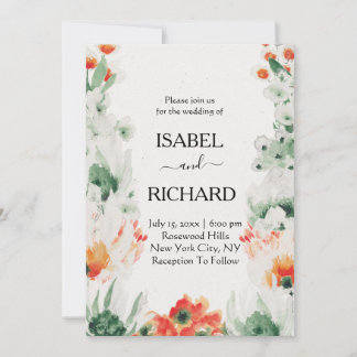 Invitation Fleurs fleurs sauvages d'aquarelle Mariage bohème